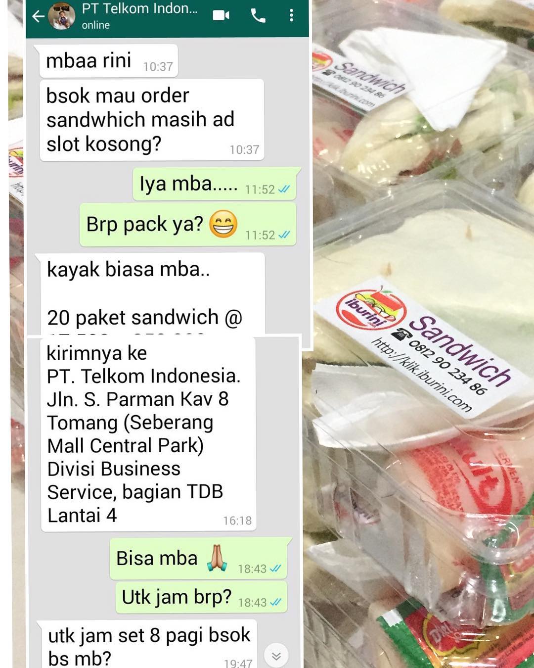 Pesanan Sandwich dari PT Telekomunikasi Indonesia